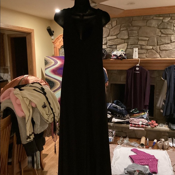 JACKIE JON NY BLACK CREAM EMBELLISHED FORMAL SLEEVELESS MAXI DRESS SZ. 4 - Picture 13 of 16